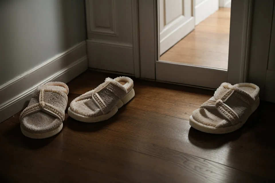 Slippers beside the bed at night, a familiar scene for men managing nocturia and broken sleep