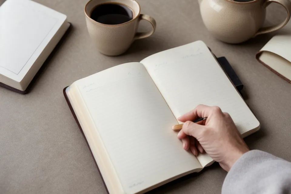Men's health notes jotted in a small tracking log ahead of a doctor visit checklist review