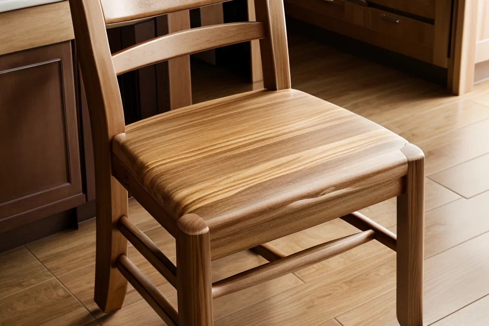 Sturdy kitchen chair set up for a low impact yoga pose for men over fifty with tight hamstrings
