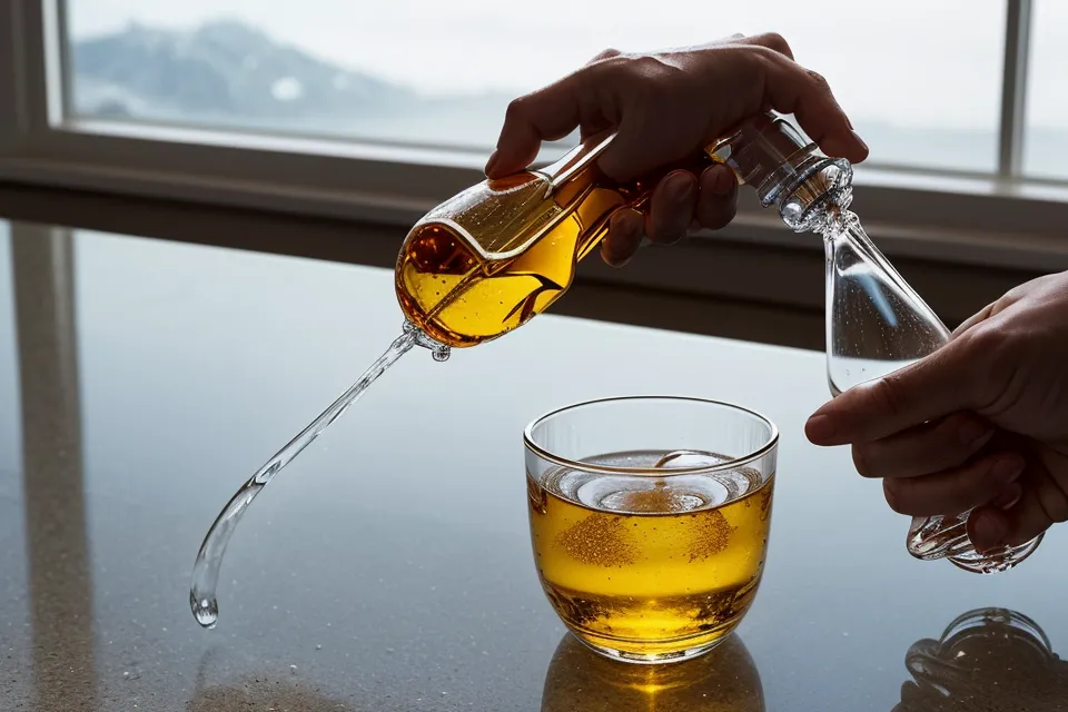 Man adding a Prostadine liquid dropper serving to water as part of his prostate health supplement routine