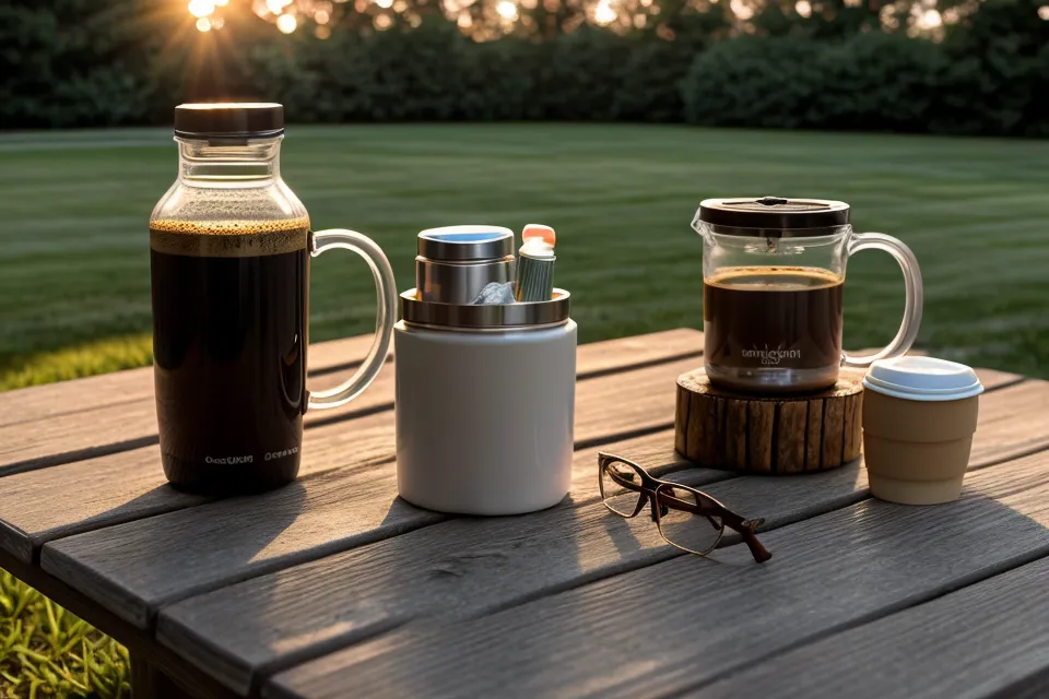 A supplement bottle next to a glass of water on a kitchen table in morning light, part of a daily routine aimed at sleep quality and prostate health.