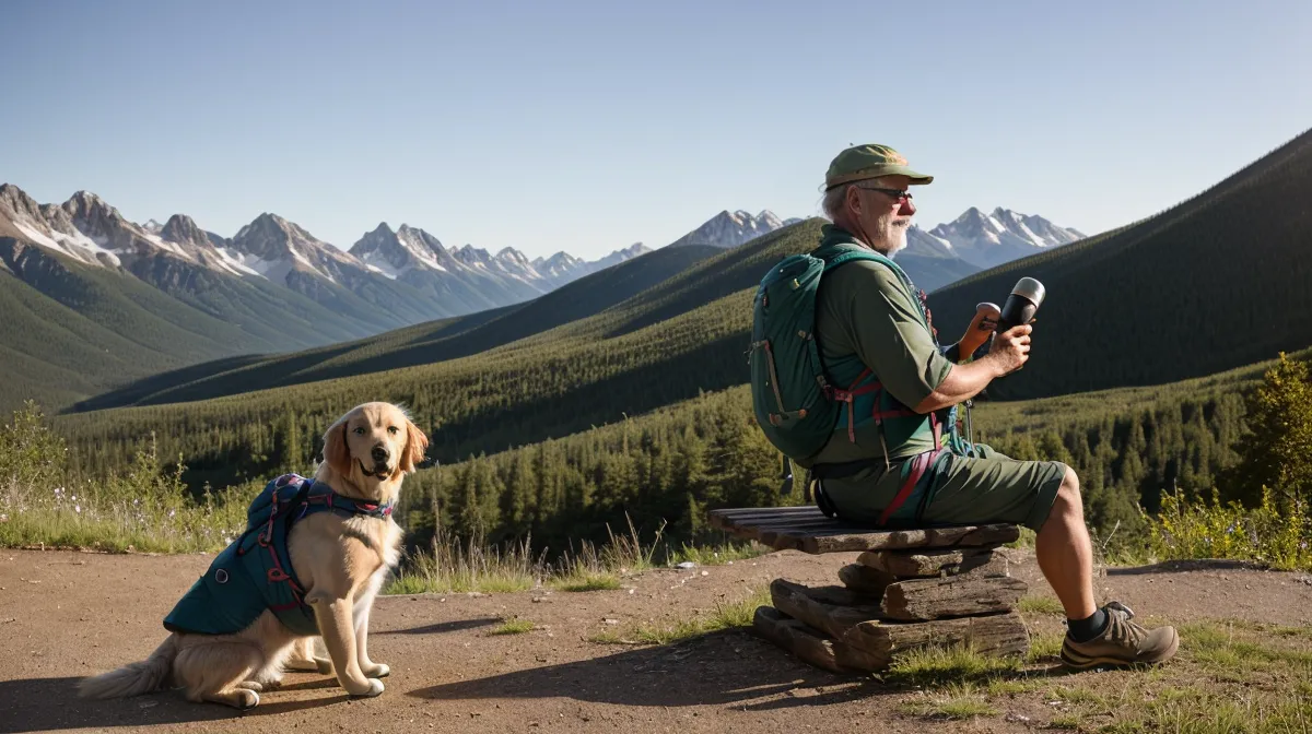 ProstaVive liquid supplement bottle packed alongside hiking gear for men's wellness over 50 on a Denver-area trail